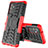 Silicone Matte Finish and Plastic Back Cover Case with Stand J01X for Samsung Galaxy Quantum4 5G Red