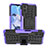 Silicone Matte Finish and Plastic Back Cover Case with Stand JX1 for Motorola Moto E22 Purple