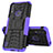 Silicone Matte Finish and Plastic Back Cover Case with Stand JX1 for Motorola Moto E7 Power Purple