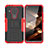 Silicone Matte Finish and Plastic Back Cover Case with Stand JX1 for Nokia 5.4 Red