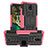 Silicone Matte Finish and Plastic Back Cover Case with Stand JX1 for Nokia C100 Hot Pink