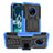 Silicone Matte Finish and Plastic Back Cover Case with Stand JX1 for Nokia C200 Blue