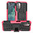 Silicone Matte Finish and Plastic Back Cover Case with Stand JX1 for Nokia G11 Hot Pink