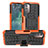 Silicone Matte Finish and Plastic Back Cover Case with Stand JX1 for Nokia G11 Orange