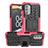 Silicone Matte Finish and Plastic Back Cover Case with Stand JX1 for Nokia G400 5G Hot Pink