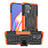 Silicone Matte Finish and Plastic Back Cover Case with Stand JX1 for Oppo Reno5 Lite Orange