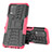 Silicone Matte Finish and Plastic Back Cover Case with Stand JX1 for Realme 9 5G India Hot Pink