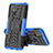 Silicone Matte Finish and Plastic Back Cover Case with Stand JX1 for Realme C25Y Blue