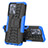 Silicone Matte Finish and Plastic Back Cover Case with Stand JX1 for Realme C35 Blue