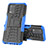 Silicone Matte Finish and Plastic Back Cover Case with Stand JX1 for Realme Q3 5G Blue