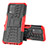 Silicone Matte Finish and Plastic Back Cover Case with Stand JX1 for Realme Q3 5G Red