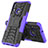 Silicone Matte Finish and Plastic Back Cover Case with Stand JX1 for Samsung Galaxy M01s Purple