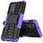 Silicone Matte Finish and Plastic Back Cover Case with Stand JX1 for Samsung Galaxy M32 5G Purple