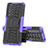 Silicone Matte Finish and Plastic Back Cover Case with Stand JX1 for Sony Xperia 1 III Purple