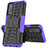 Silicone Matte Finish and Plastic Back Cover Case with Stand JX1 for Vivo iQOO Z3 5G Purple