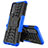 Silicone Matte Finish and Plastic Back Cover Case with Stand JX1 for Vivo Y20s G Blue