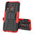 Silicone Matte Finish and Plastic Back Cover Case with Stand JX1 for Vivo Y3 Red