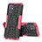 Silicone Matte Finish and Plastic Back Cover Case with Stand JX1 for Vivo Y30 5G Hot Pink