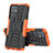 Silicone Matte Finish and Plastic Back Cover Case with Stand JX1 for Vivo Y30 5G Orange