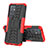 Silicone Matte Finish and Plastic Back Cover Case with Stand JX1 for Vivo Y30 5G Red