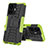 Silicone Matte Finish and Plastic Back Cover Case with Stand JX1 for Vivo Y77 5G Green