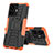 Silicone Matte Finish and Plastic Back Cover Case with Stand JX1 for Vivo Y77 5G Orange