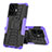 Silicone Matte Finish and Plastic Back Cover Case with Stand JX1 for Vivo Y77 5G Purple