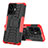 Silicone Matte Finish and Plastic Back Cover Case with Stand JX1 for Vivo Y77 5G Red