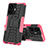 Silicone Matte Finish and Plastic Back Cover Case with Stand JX1 for Vivo Y77e t1 Hot Pink