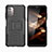 Silicone Matte Finish and Plastic Back Cover Case with Stand JX2 for Nokia G11 Black