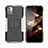 Silicone Matte Finish and Plastic Back Cover Case with Stand JX2 for Nokia G21 Silver