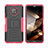 Silicone Matte Finish and Plastic Back Cover Case with Stand JX2 for Nokia G300 5G Hot Pink