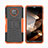 Silicone Matte Finish and Plastic Back Cover Case with Stand JX2 for Nokia G300 5G Orange