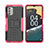 Silicone Matte Finish and Plastic Back Cover Case with Stand JX2 for Nokia G400 5G Hot Pink