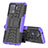 Silicone Matte Finish and Plastic Back Cover Case with Stand JX2 for Oppo Reno5 Lite Purple