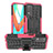 Silicone Matte Finish and Plastic Back Cover Case with Stand JX2 for Realme 8 5G Hot Pink