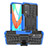 Silicone Matte Finish and Plastic Back Cover Case with Stand JX2 for Realme 9 5G India Blue