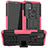 Silicone Matte Finish and Plastic Back Cover Case with Stand JX2 for Realme C11 (2021) Hot Pink