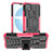 Silicone Matte Finish and Plastic Back Cover Case with Stand JX2 for Realme C21Y Hot Pink