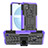 Silicone Matte Finish and Plastic Back Cover Case with Stand JX2 for Realme C21Y Purple