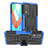 Silicone Matte Finish and Plastic Back Cover Case with Stand JX2 for Realme Q3 5G Blue