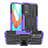 Silicone Matte Finish and Plastic Back Cover Case with Stand JX2 for Realme Q3 5G Purple