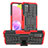 Silicone Matte Finish and Plastic Back Cover Case with Stand JX2 for Samsung Galaxy F02S SM-E025F Red