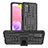 Silicone Matte Finish and Plastic Back Cover Case with Stand JX2 for Samsung Galaxy M02s Black