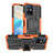 Silicone Matte Finish and Plastic Back Cover Case with Stand JX2 for Vivo T1 5G India Orange