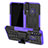 Silicone Matte Finish and Plastic Back Cover Case with Stand JX2 for Vivo Y11 Purple