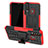 Silicone Matte Finish and Plastic Back Cover Case with Stand JX2 for Vivo Y11 Red