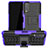 Silicone Matte Finish and Plastic Back Cover Case with Stand JX2 for Vivo Y12s Purple