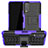 Silicone Matte Finish and Plastic Back Cover Case with Stand JX2 for Vivo Y20s Purple