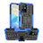 Silicone Matte Finish and Plastic Back Cover Case with Stand JX2 for Vivo Y30 5G Blue